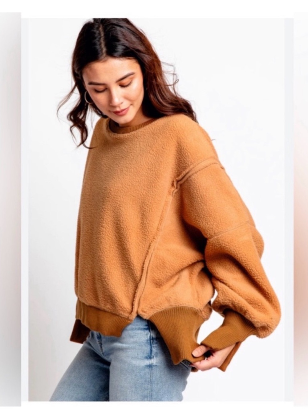 Free People We the Free Cozy Camden Sweatshirt in Sandstorm Sz Sm - Picture 2 of 13
